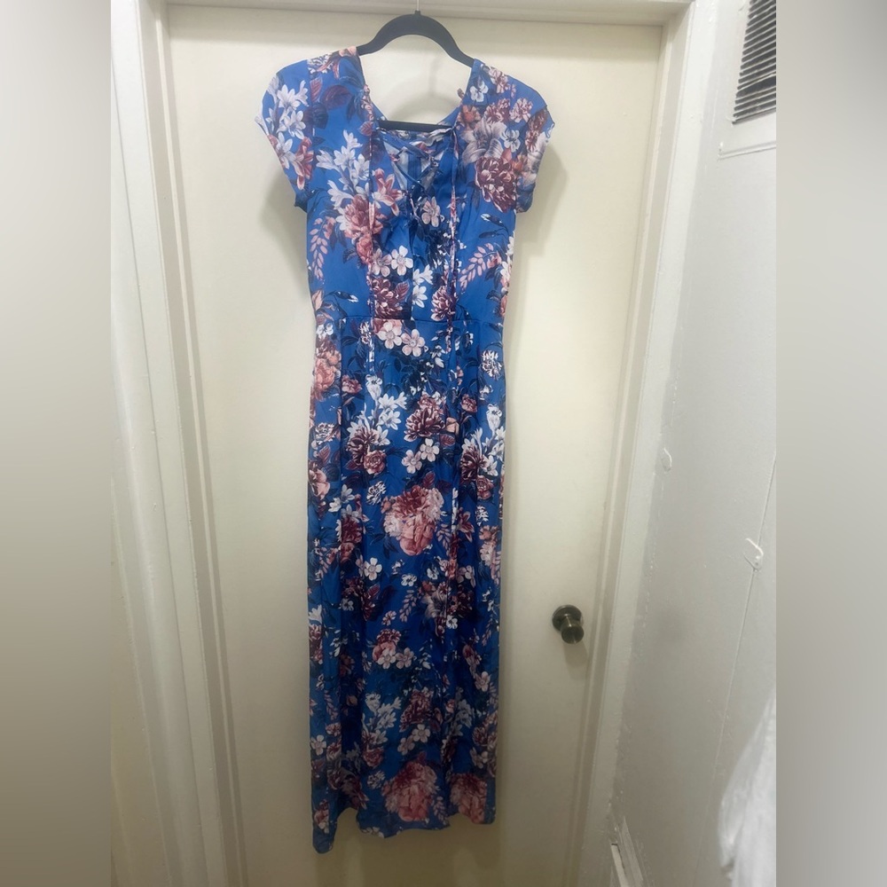 Women's Floral Maxi Dress Size S Love Lattice Front Festival Summer Asos Long